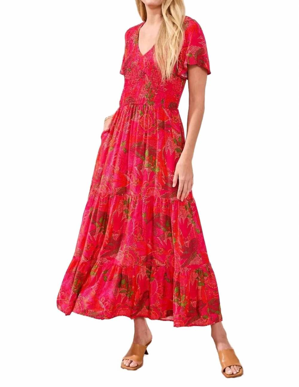 NEW TRIBAL women's ruched top maxi dress in sangria